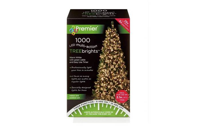 Buy Premier Decorations 1000 Treebrights With Timer Warm White Christmas Lights Argos
