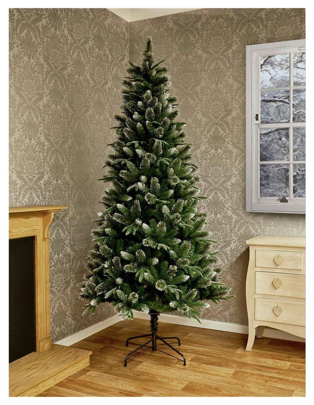 Premier Decorations 7ft Fir Glitter Christmas Tree - Green
