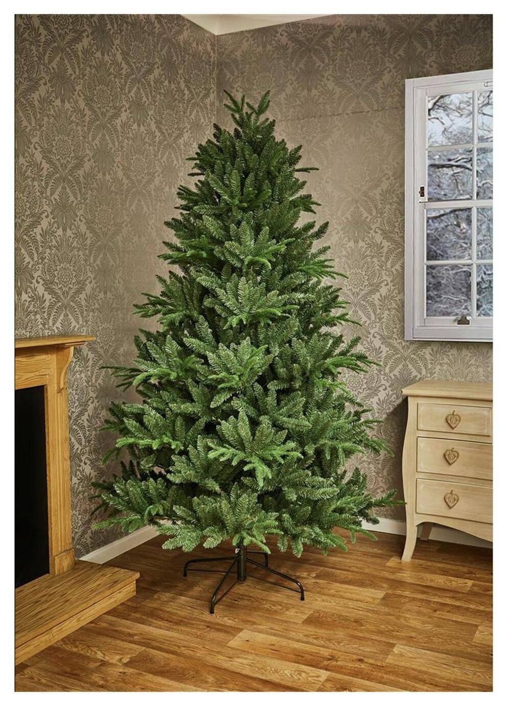 Premier Decorations 2.1m Christmas Tree & Hinged Metal Stand