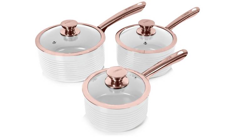 Tower Linear 3 Piece Pan Set - White and Rose Gold
