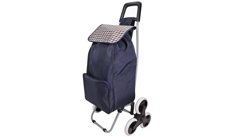 6 Wheel Folding Navy Blue Stair Climber Shopping Trolley