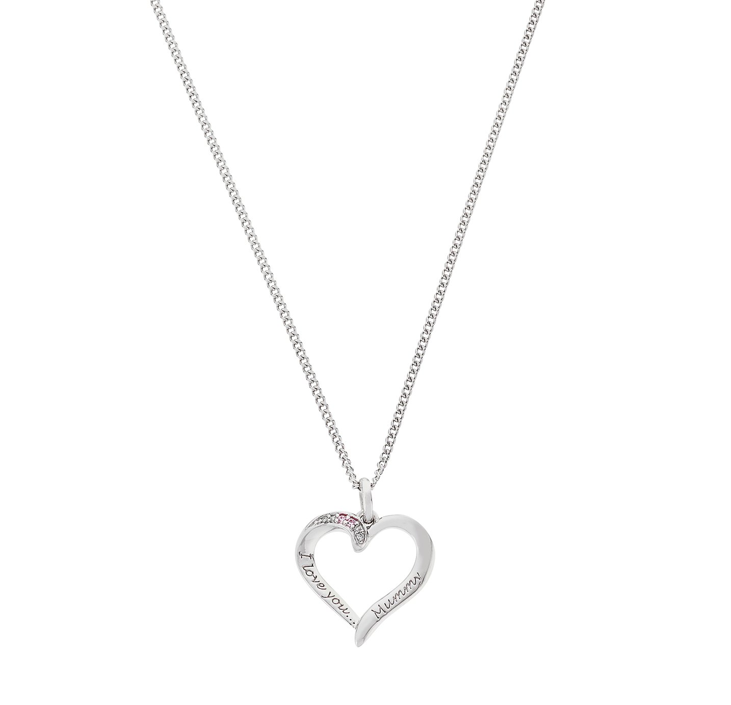 Moon & Back Cubic Zirconia Heart Pendant Necklace