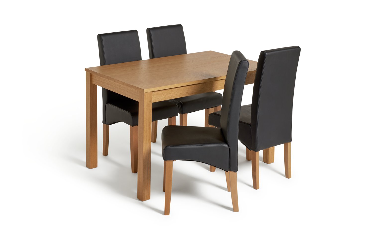 Argos Home Clifton Oak Dining Table & 4 Black Chairs