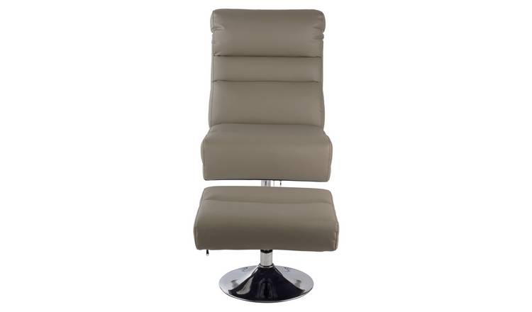 Argos Home Costa Faux Leather Swivel Chair & Footstool -Grey