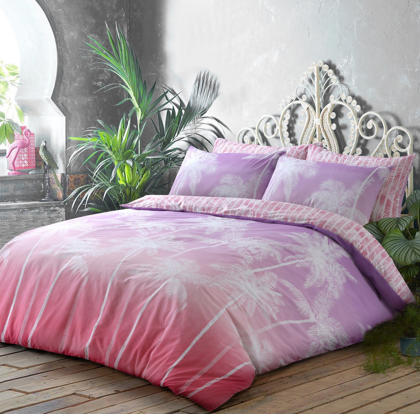 Argos Home Pink Ombre Palm Bedding Set Reviews
