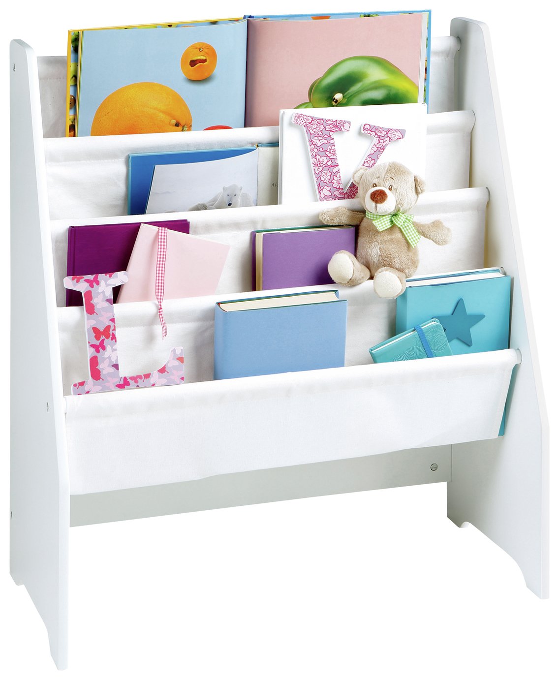 Liberty House White Book Display Unit with Canvas Pockets