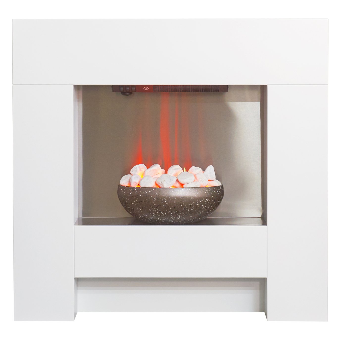 Adam Cubist Electric Freestanding Fire Suite - White