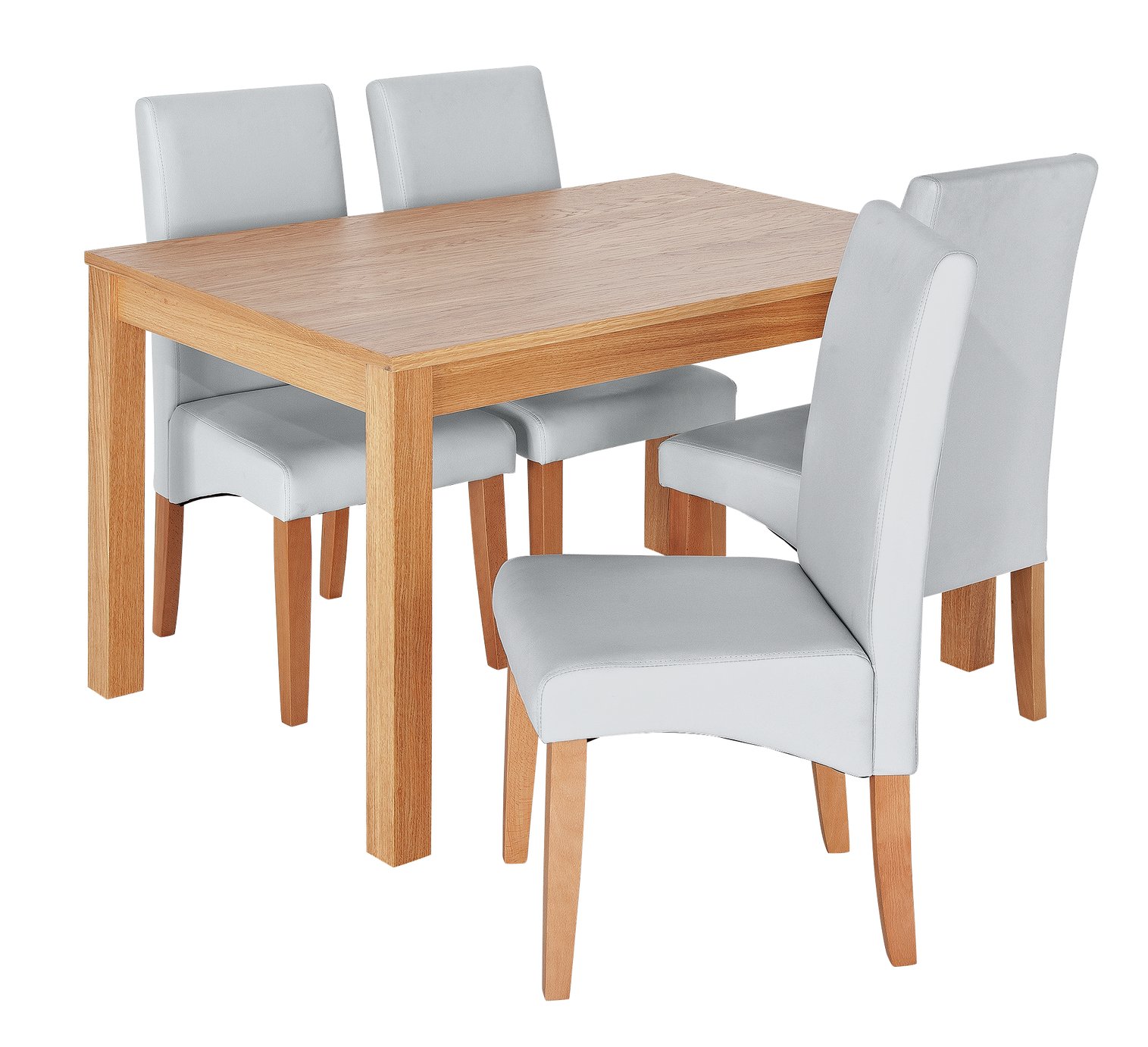 Argos Home Clifton Oak Dining Table & 4 Grey Chairs