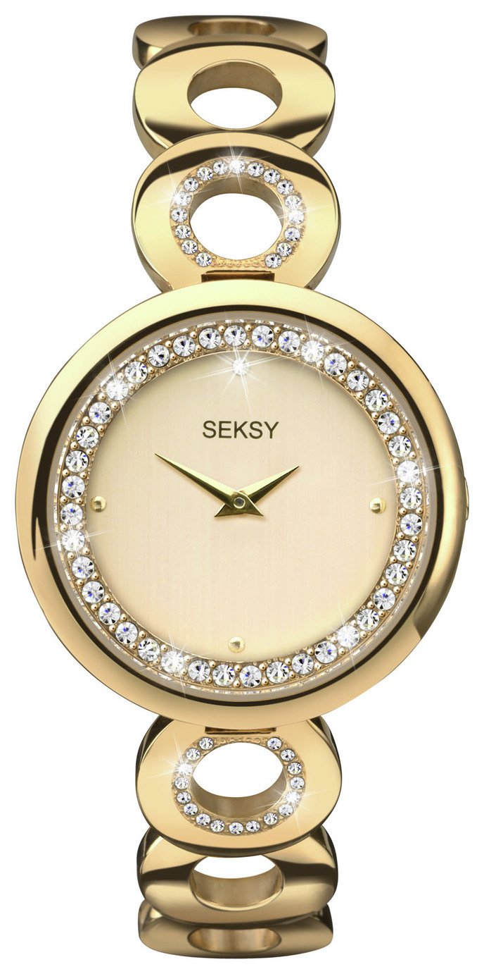 Seksy Ladies' Gold Plated Stone Set Bracelet Watch Reviews
