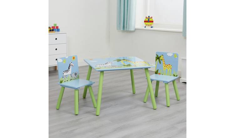 Buy Liberty House Toys Kids Safari Table 2Chairs Blue Green Kids tables and chairs Argos