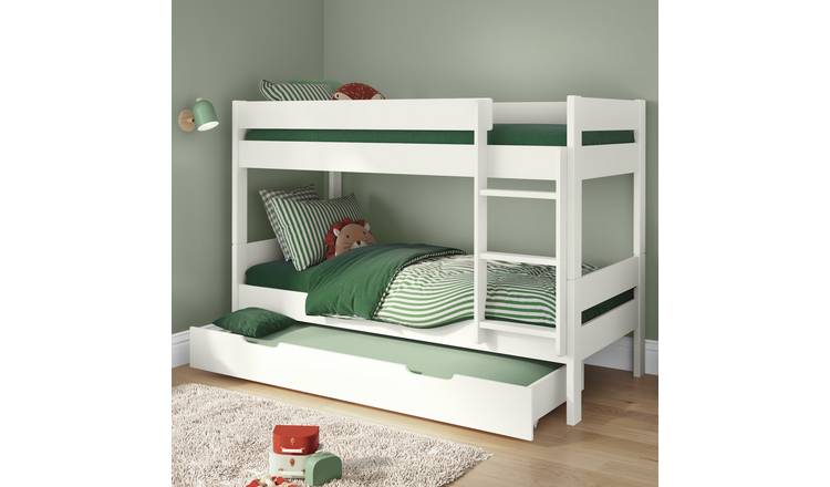 Stompa Compact Detachable Bunk Bed With Open Trundle and Mattress - White