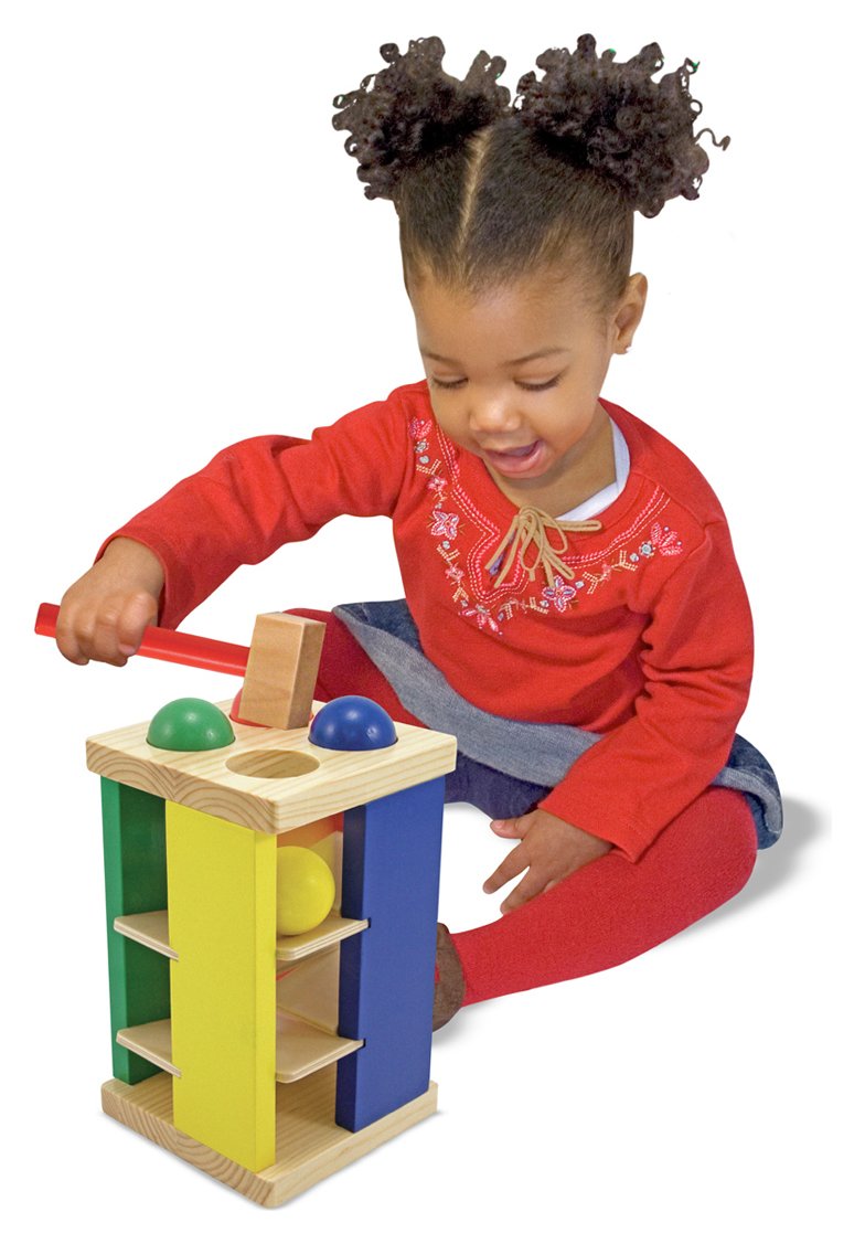 melissa & doug deluxe pound and roll wooden tower toy with hammer