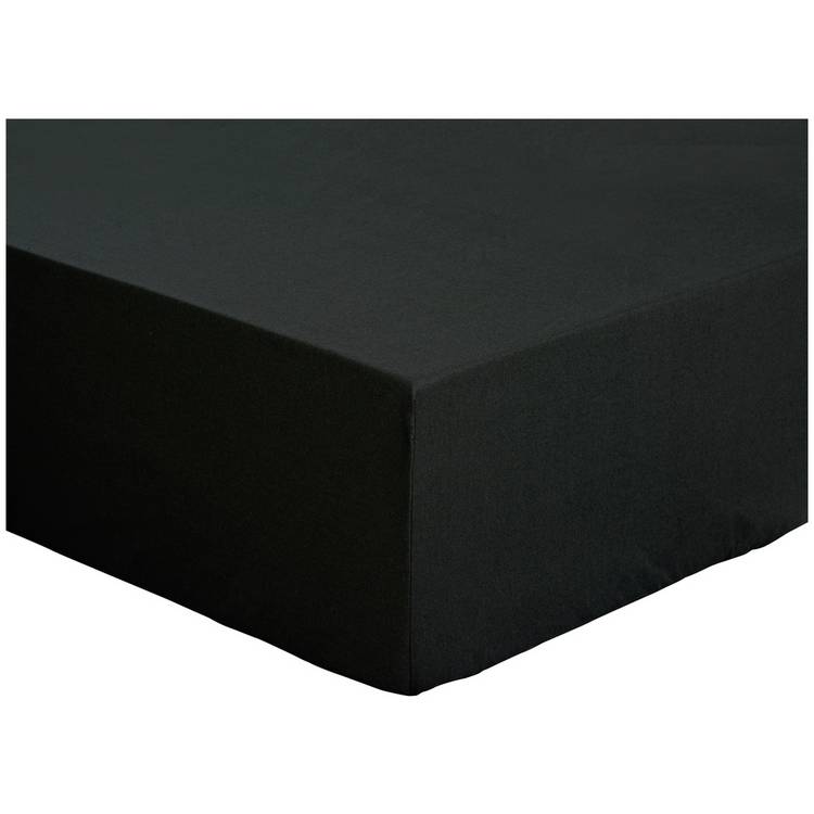 Habitat Easycare Plain Black Fitted Sheet - Single 0