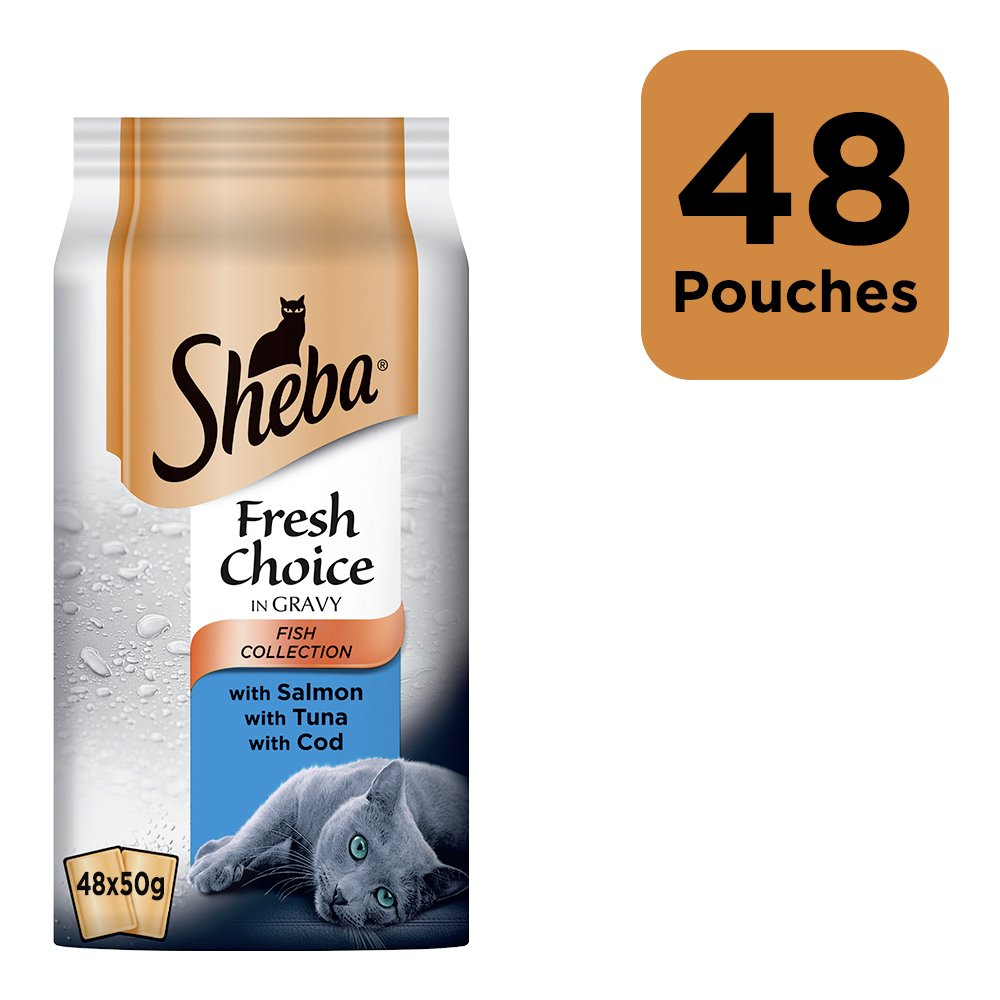 Sheba Fresh Choice Cat Food Pouches Fish in Gravy 48 Pouches