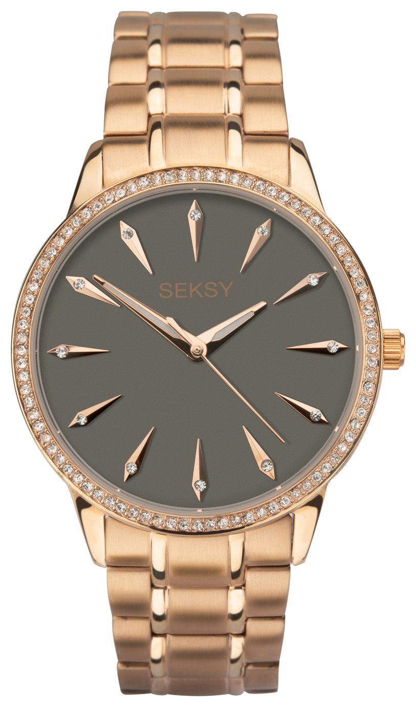 Seksy Ladies' Rose Gold Plated Grey Dial Bracelet Watch  