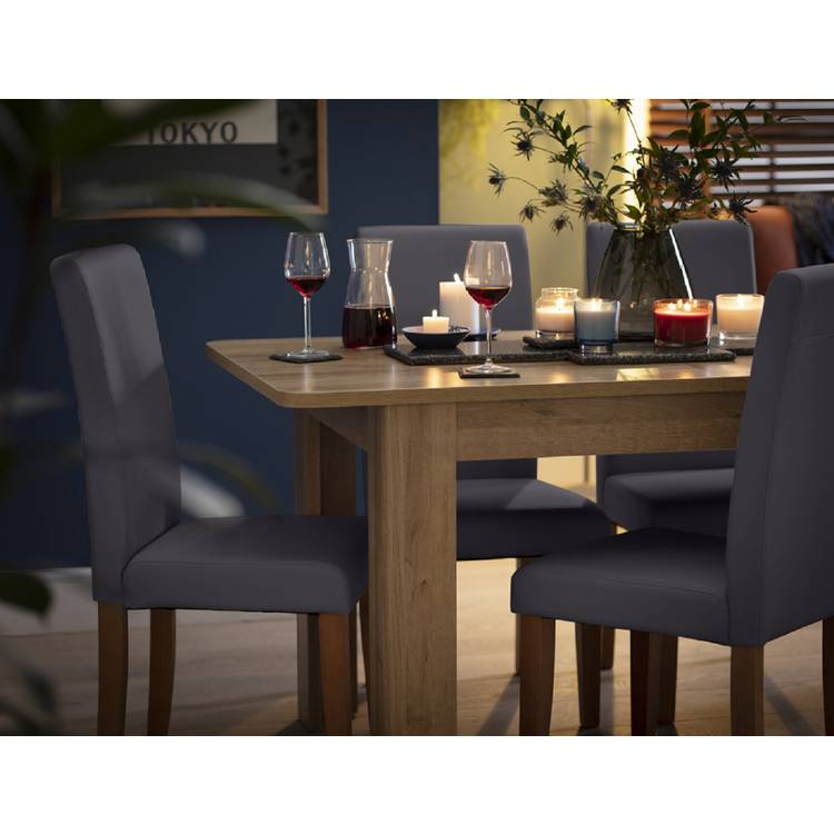 Argos Home Miami Extend Oak Dining Table & 4 Charcoal Chairs 0
