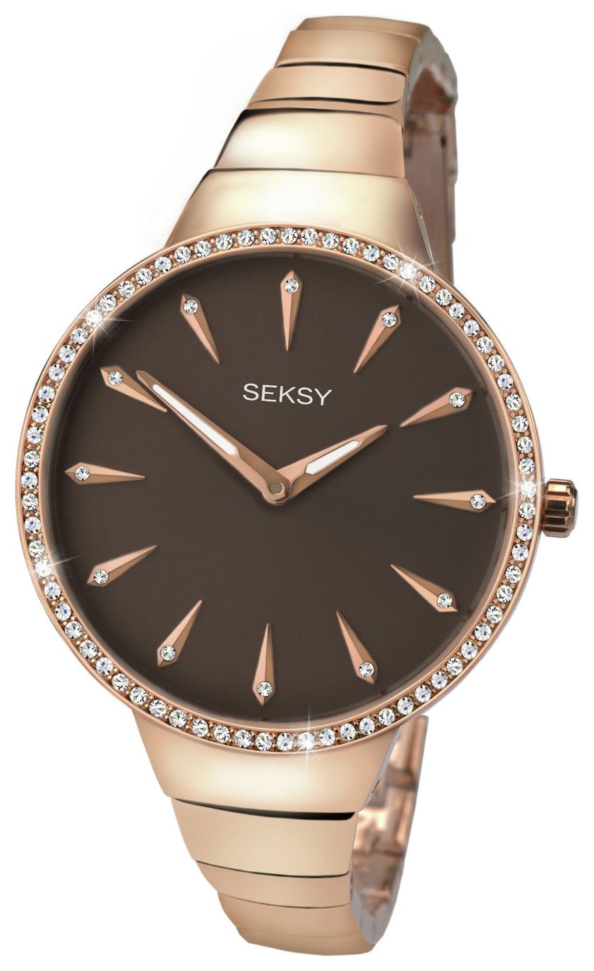 Seksy Ladies Rose Gold Plated Stone Set Bracelet Watch Review