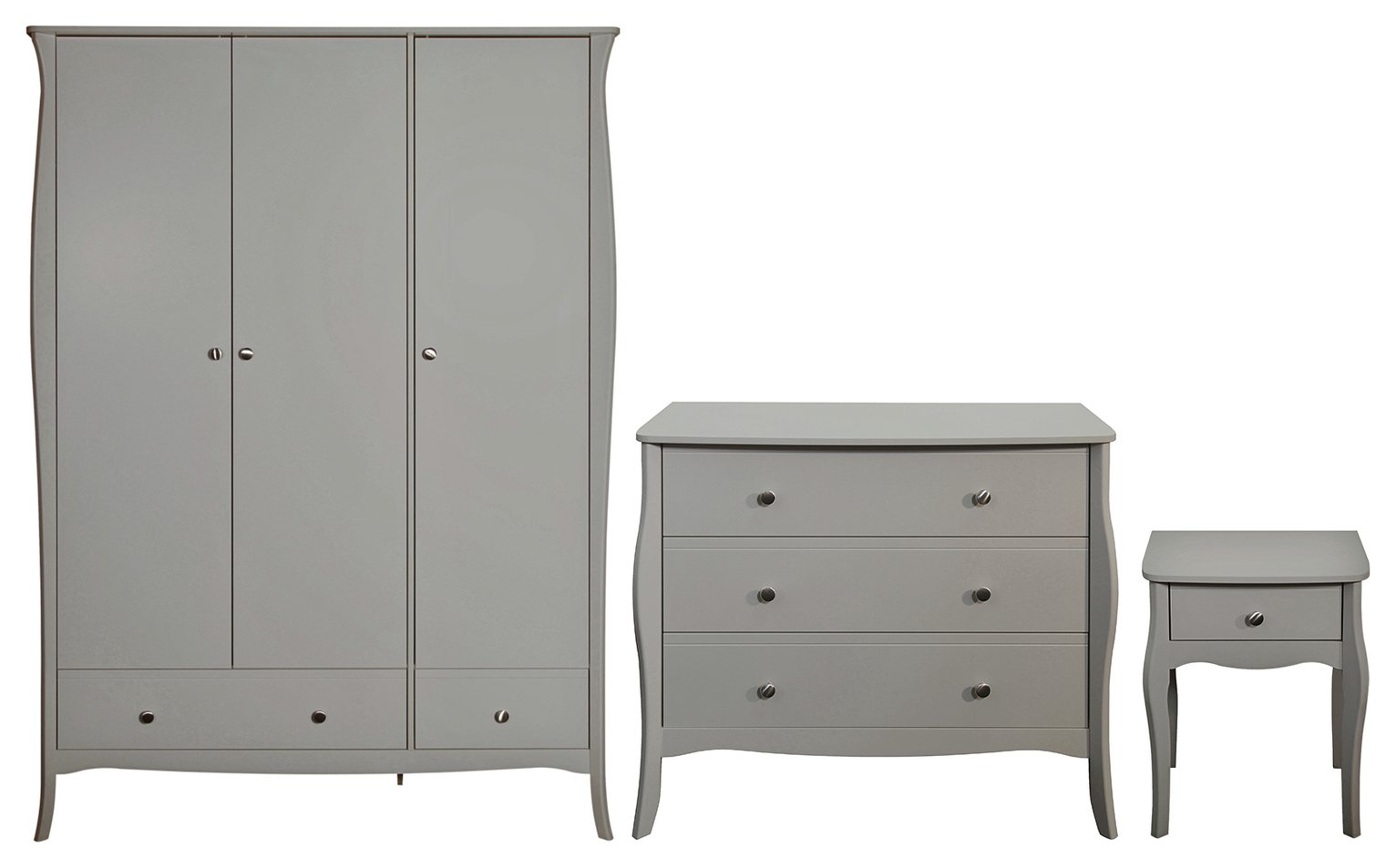  Amelie 3 Piece 3 Door 2 Drawer Wardrobe Set -Grey