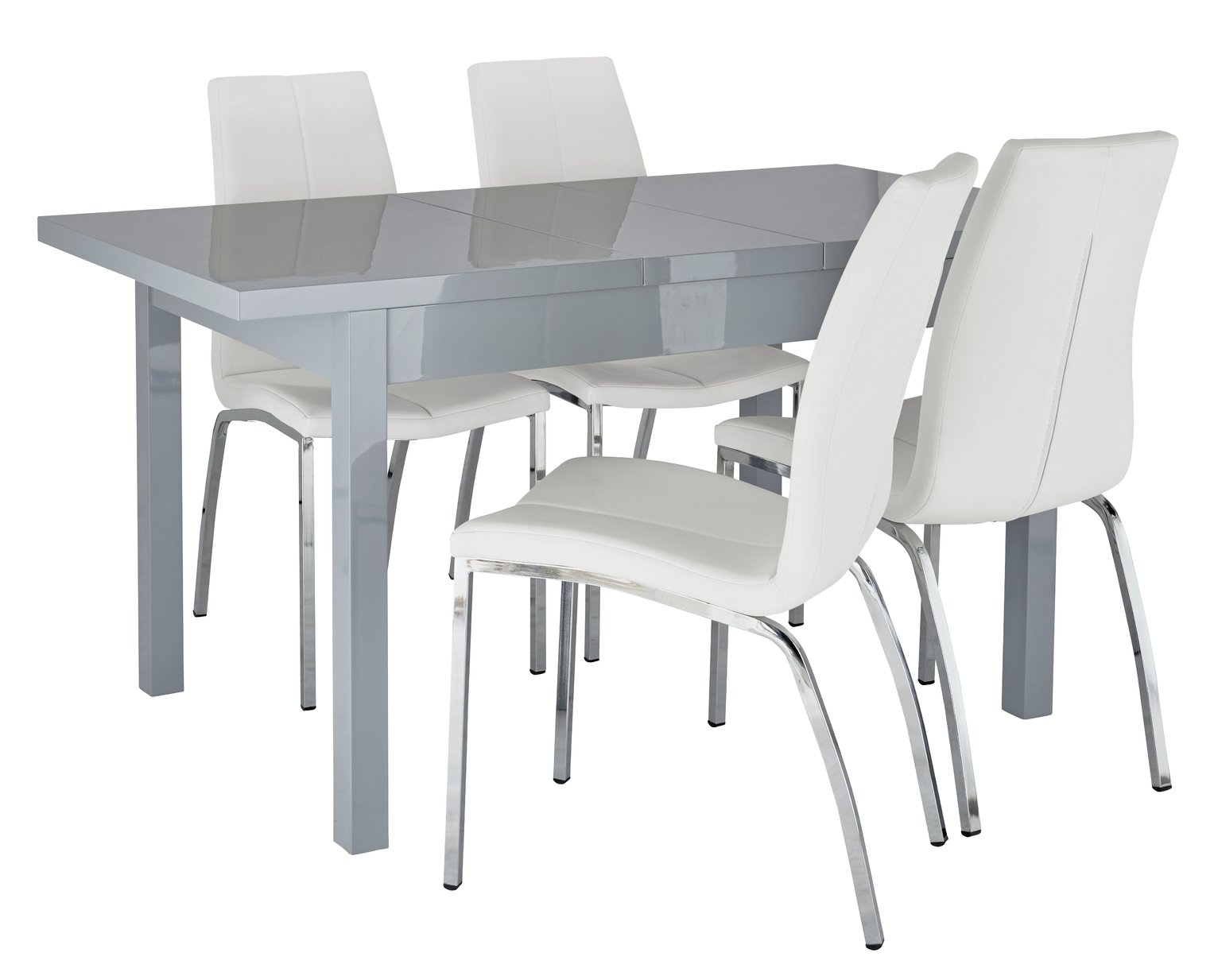 Argos Home Lyssa Gloss Extending Table & 4 Ivory Milo Chairs