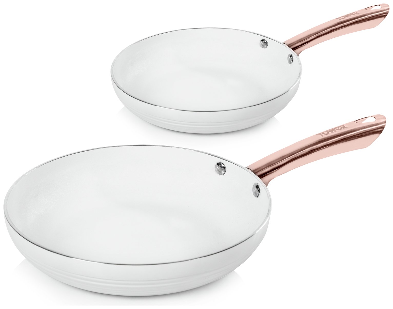 Tower Linear 2 Piece Pan Set - White and Rose Gold