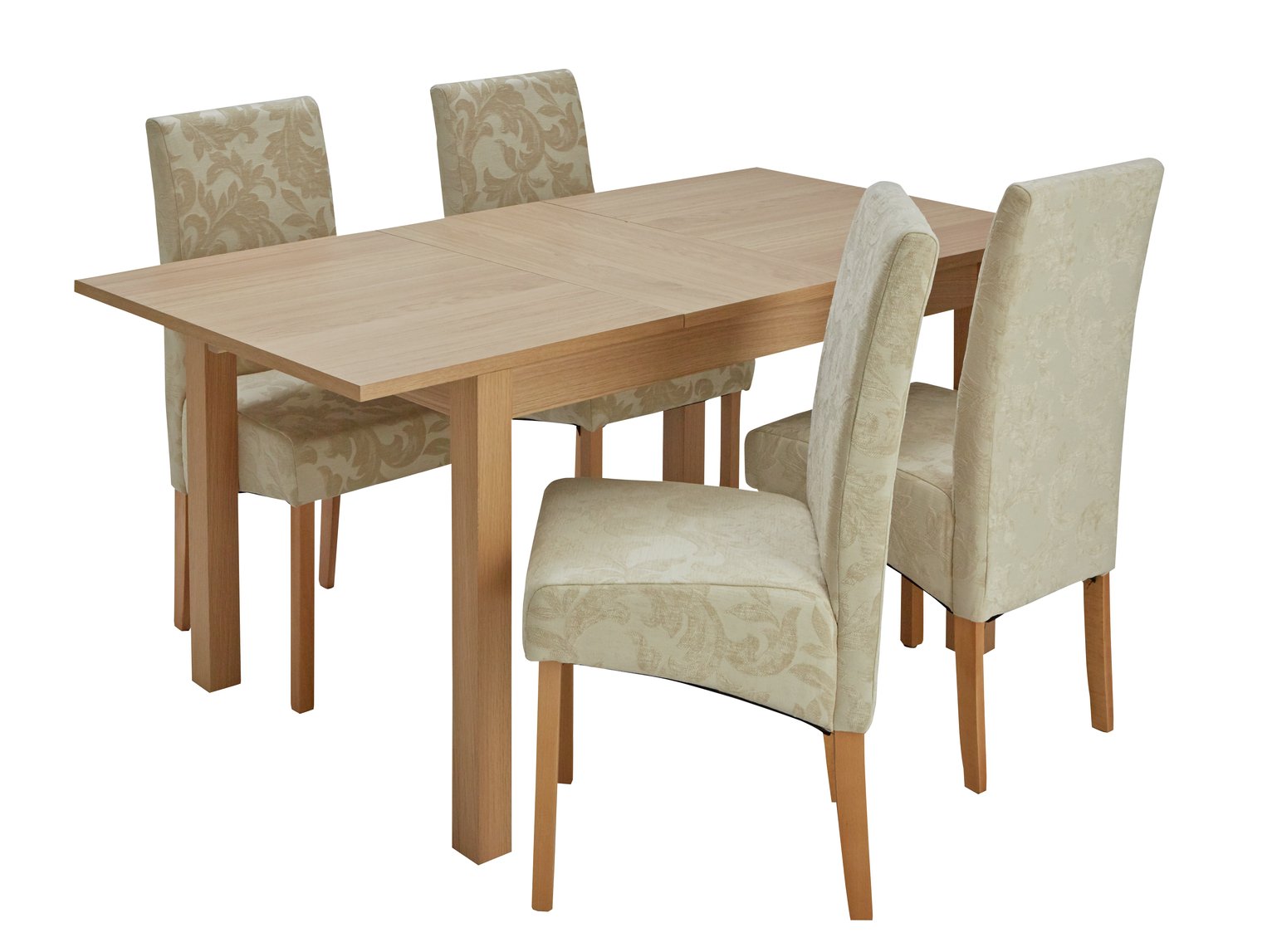 Argos Home Clifton Extendable Table & 4 Chairs Cream Damask Reviews