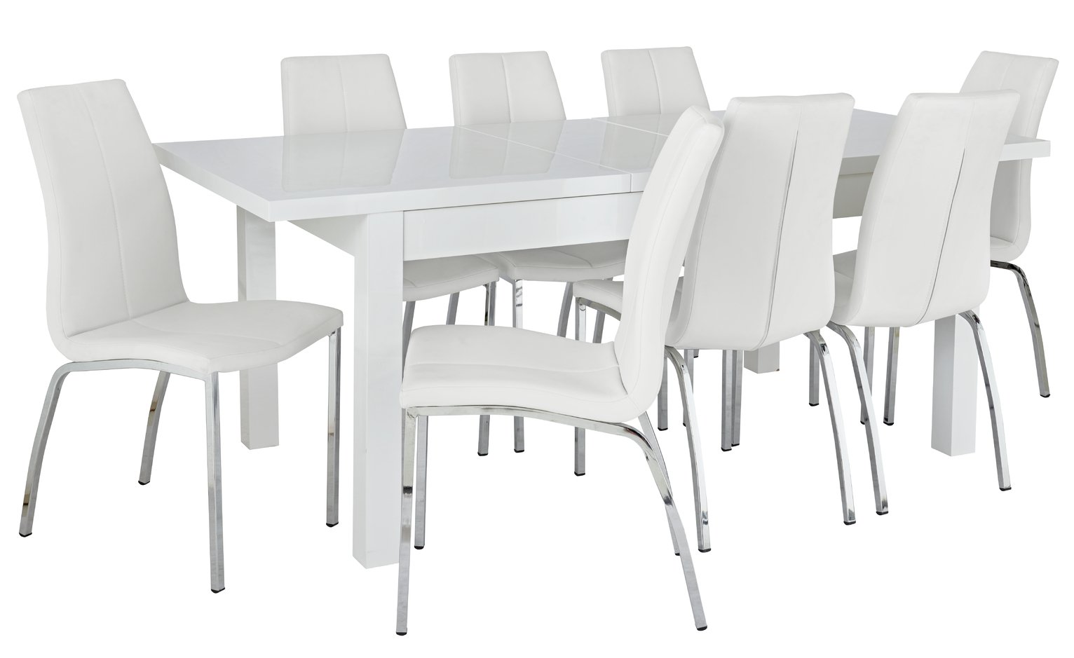 Argos Home Lyssa XL Gloss Extending Table & 8 Ivory Chairs