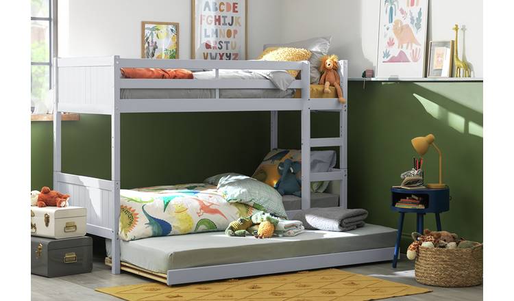 Habitat Detachable Bunk Bed, Trundle & 3 Mattresses -Grey