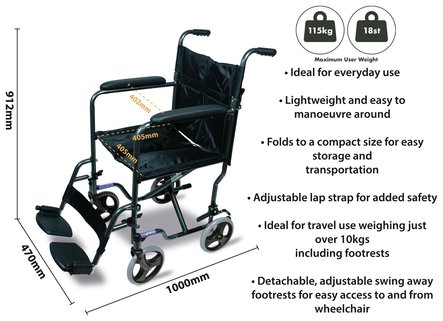 Aidapt Steel Compact Transport Wheelchair Reviews Updated June 2024