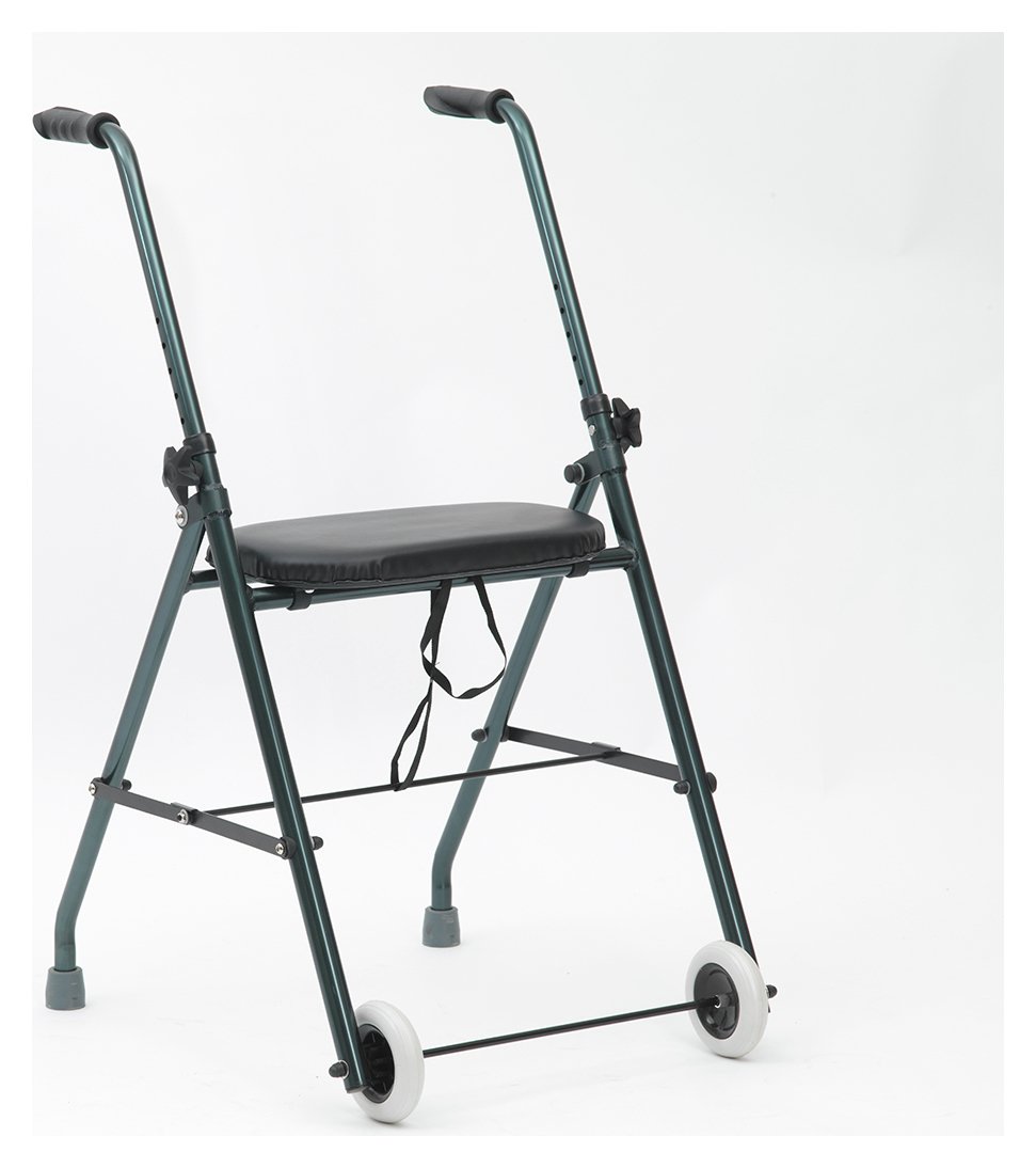 Indoor Lightweight Folding Two Wheel Walking Aid with Seat