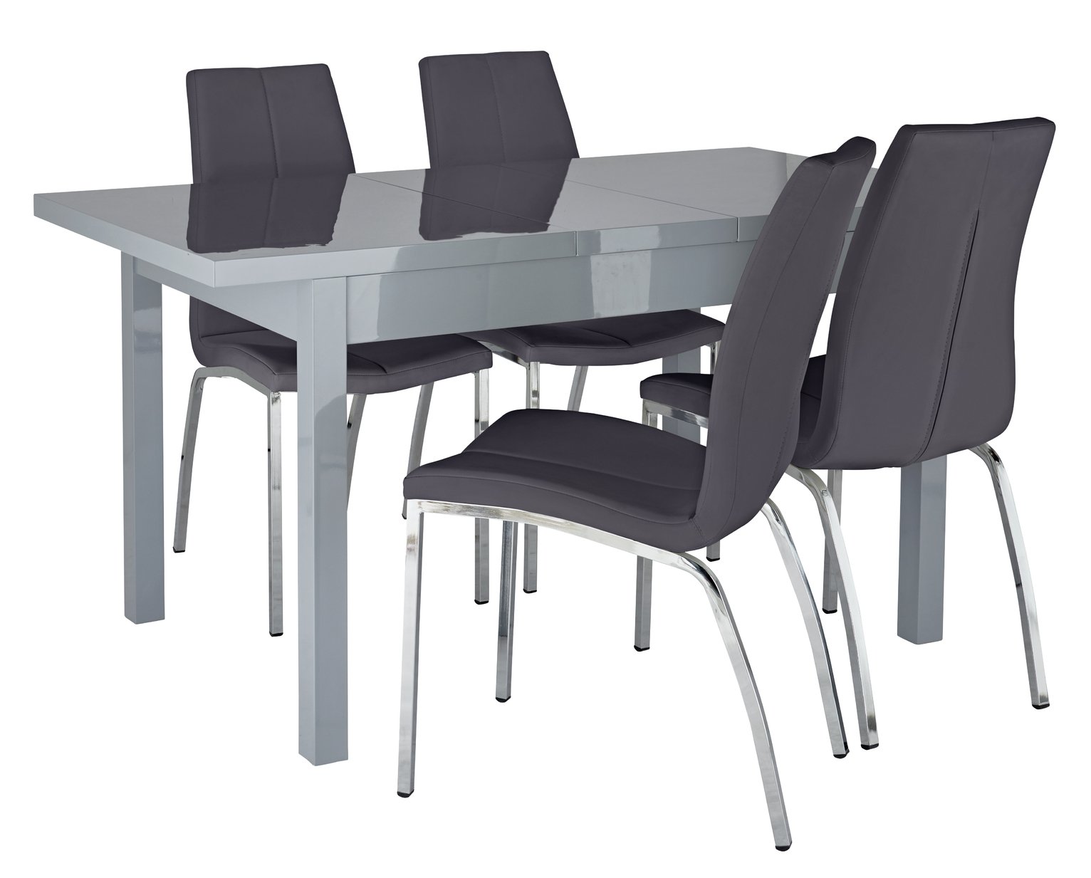 Argos Home Lyssa Gloss Extending Table & 4 Black Milo Chairs