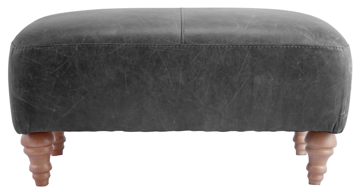 Argos Home Livingston Leather Footstool - Ash Grey