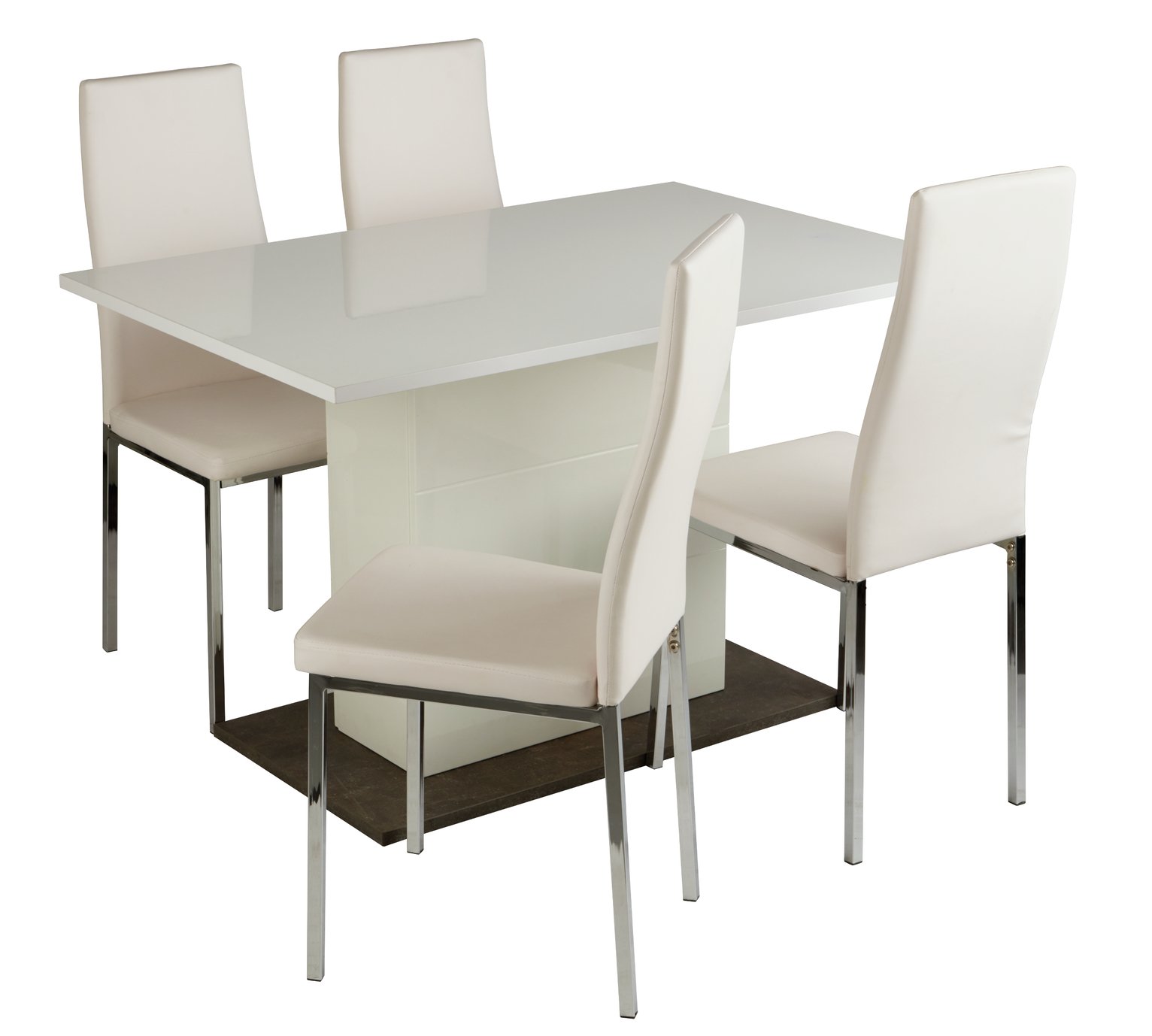 Argos Home Holborn White Gloss Table & 4 White Chairs