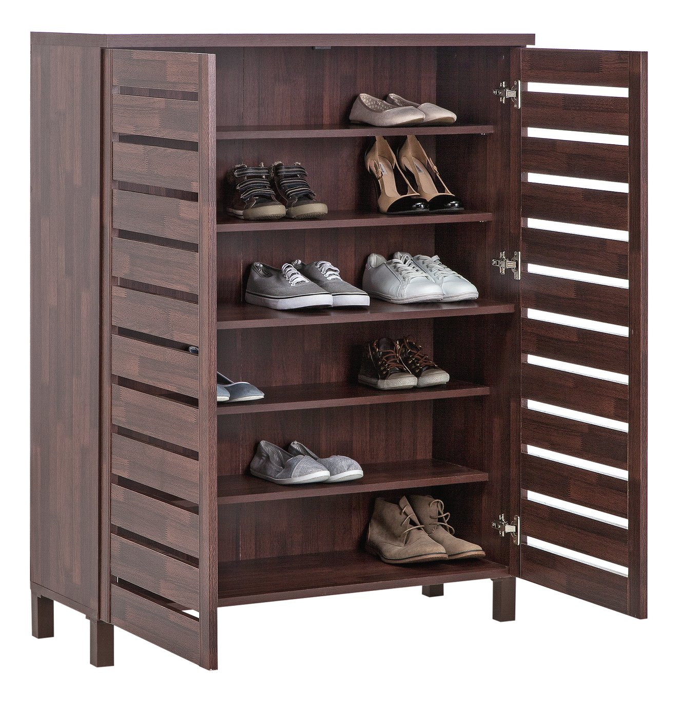 Argos Home Slatted Shoe Cabinet - Mahogany Effect