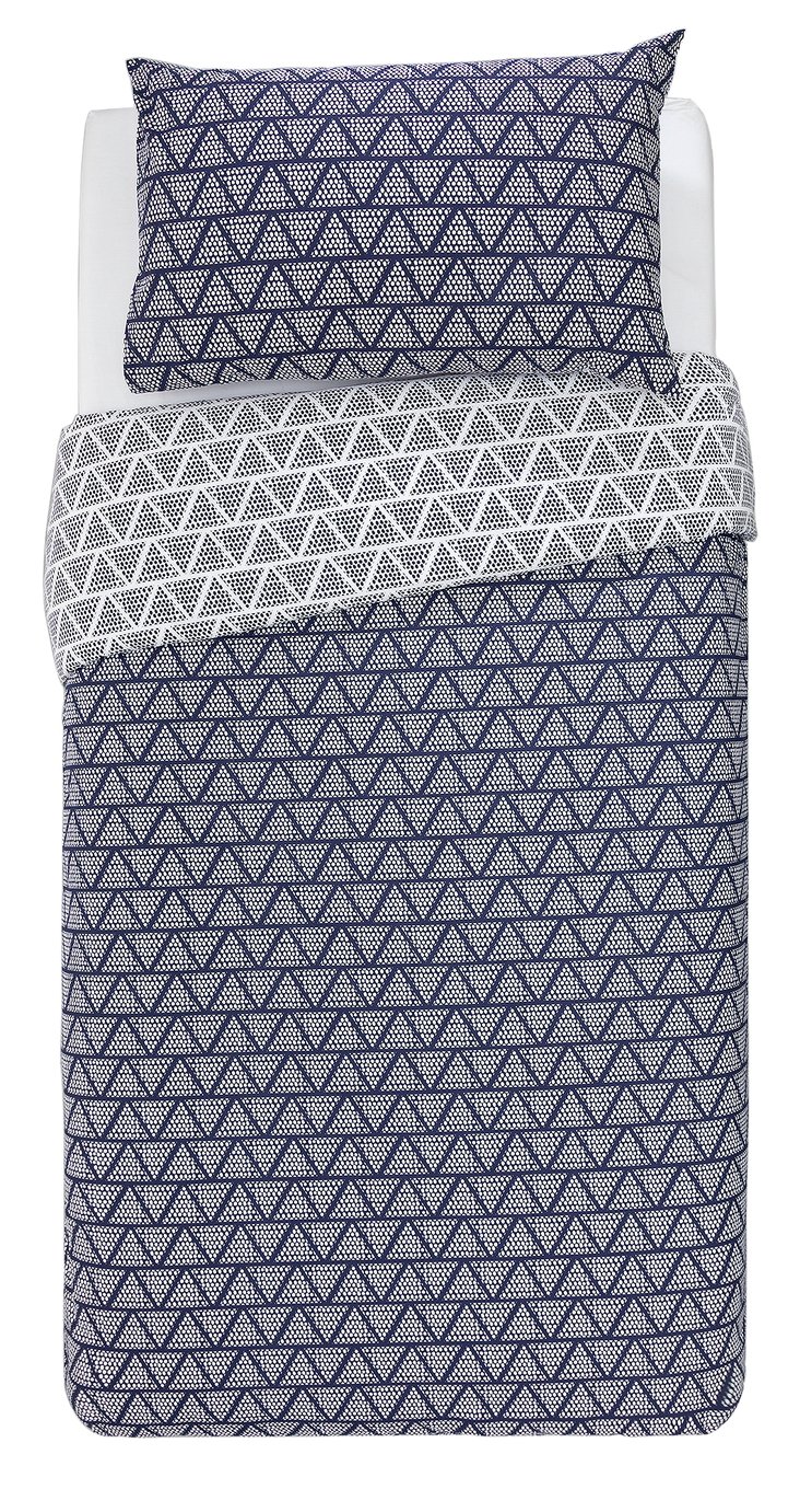 Argos Home Navy Zig Zag and Dot Bedding Set - Single