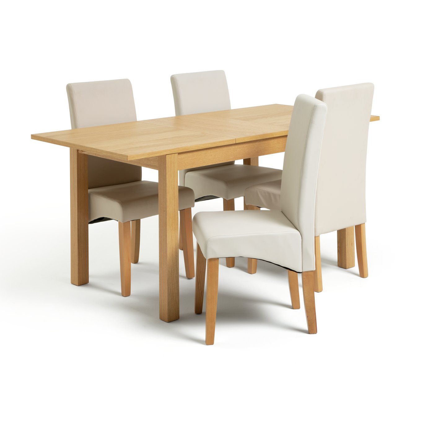 Habitat Clifton Oak Extending Table & 4 Cream Chairs