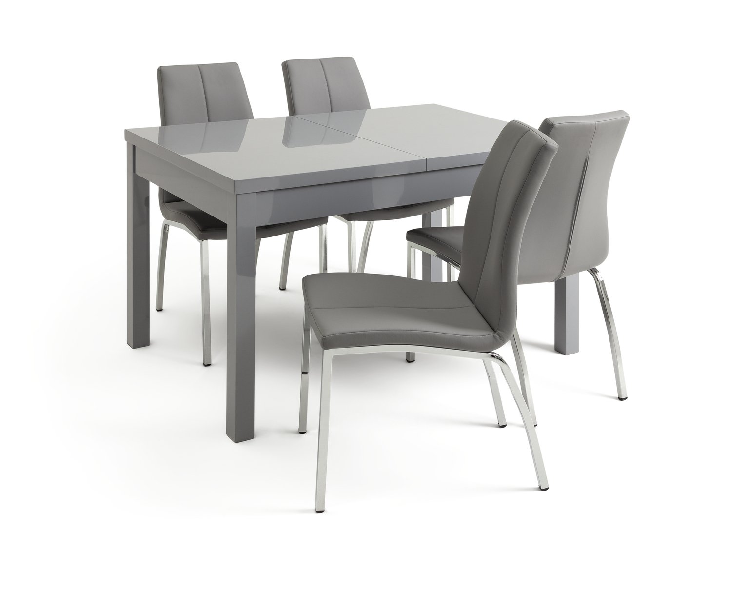 Argos Home Lyssa Gloss Extending Table & 4 Grey Milo Chairs