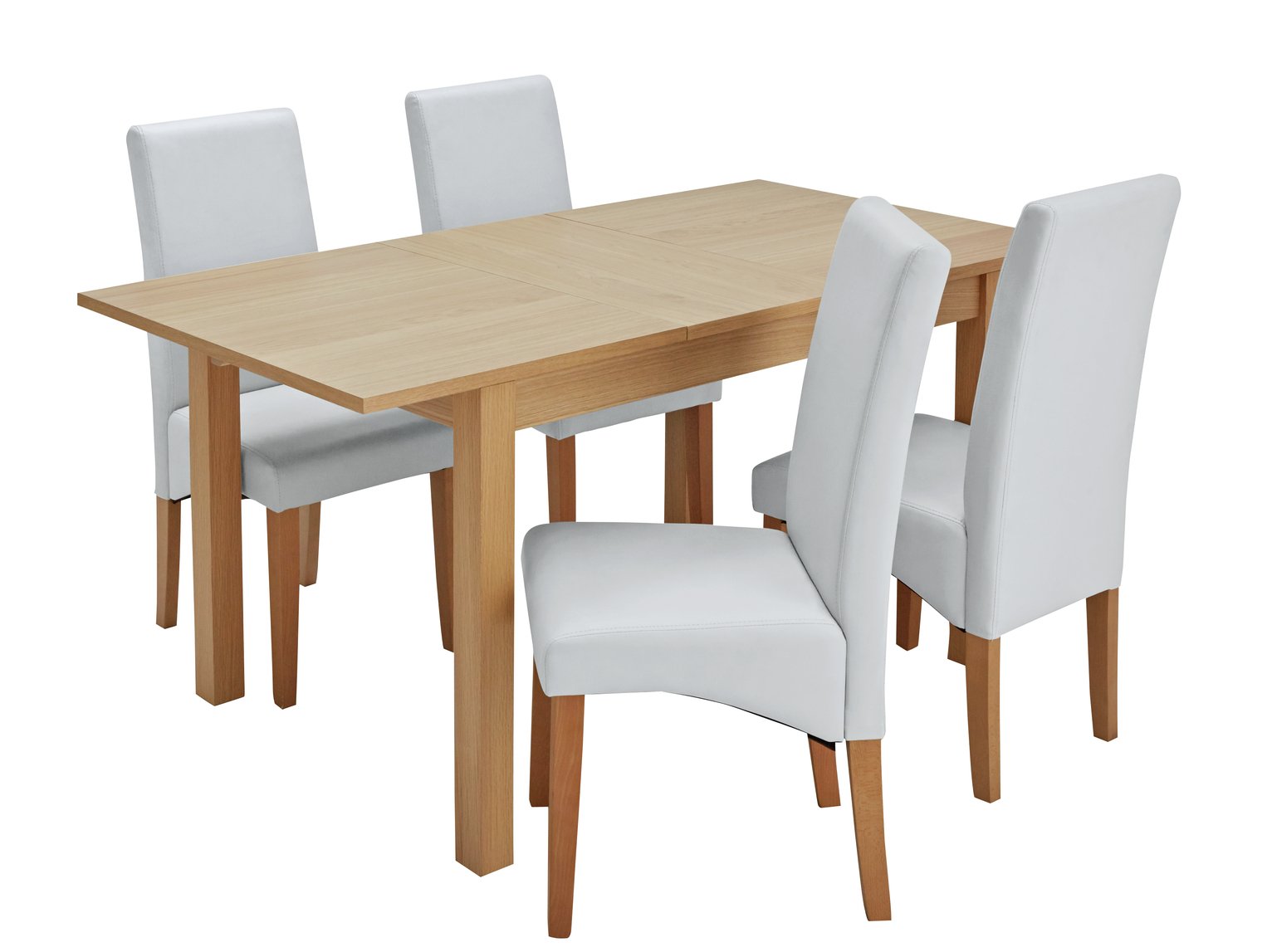 Argos Home Clifton Oak Extending Table & 4 Grey Chairs