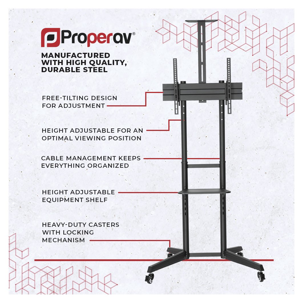 ProperAV Portable TV Trolley Stand Up to 65 Inch Reviews