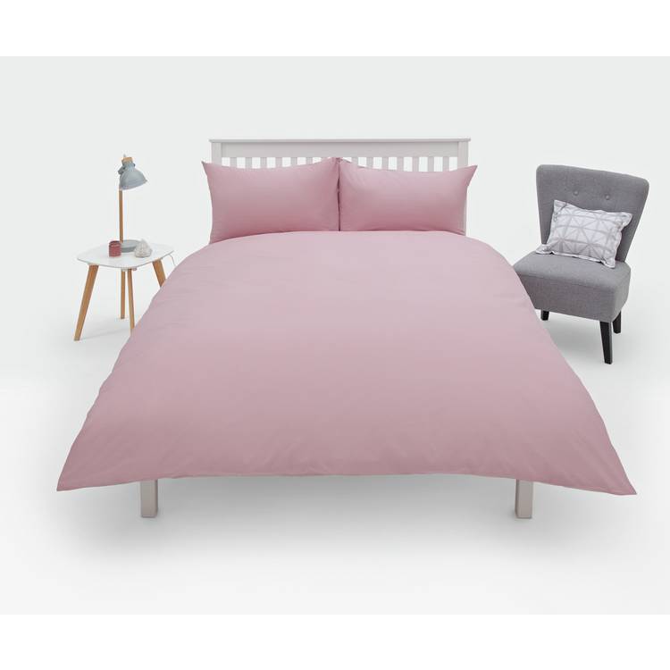 Habitat Cotton Rich 180 TC Plain Pink Bedding Set - Double 0