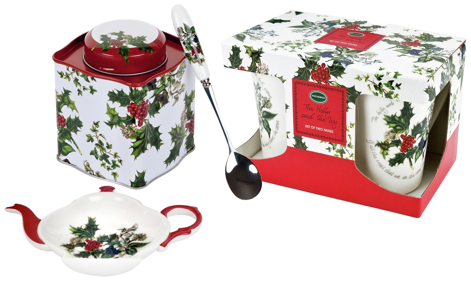 Portmeirion Holly & the Ivy Mug and Tea Caddy Set