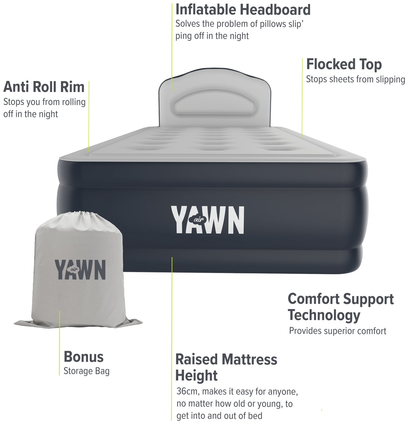 Yawn Luxury Raised Air Bed With Headboard Reviews