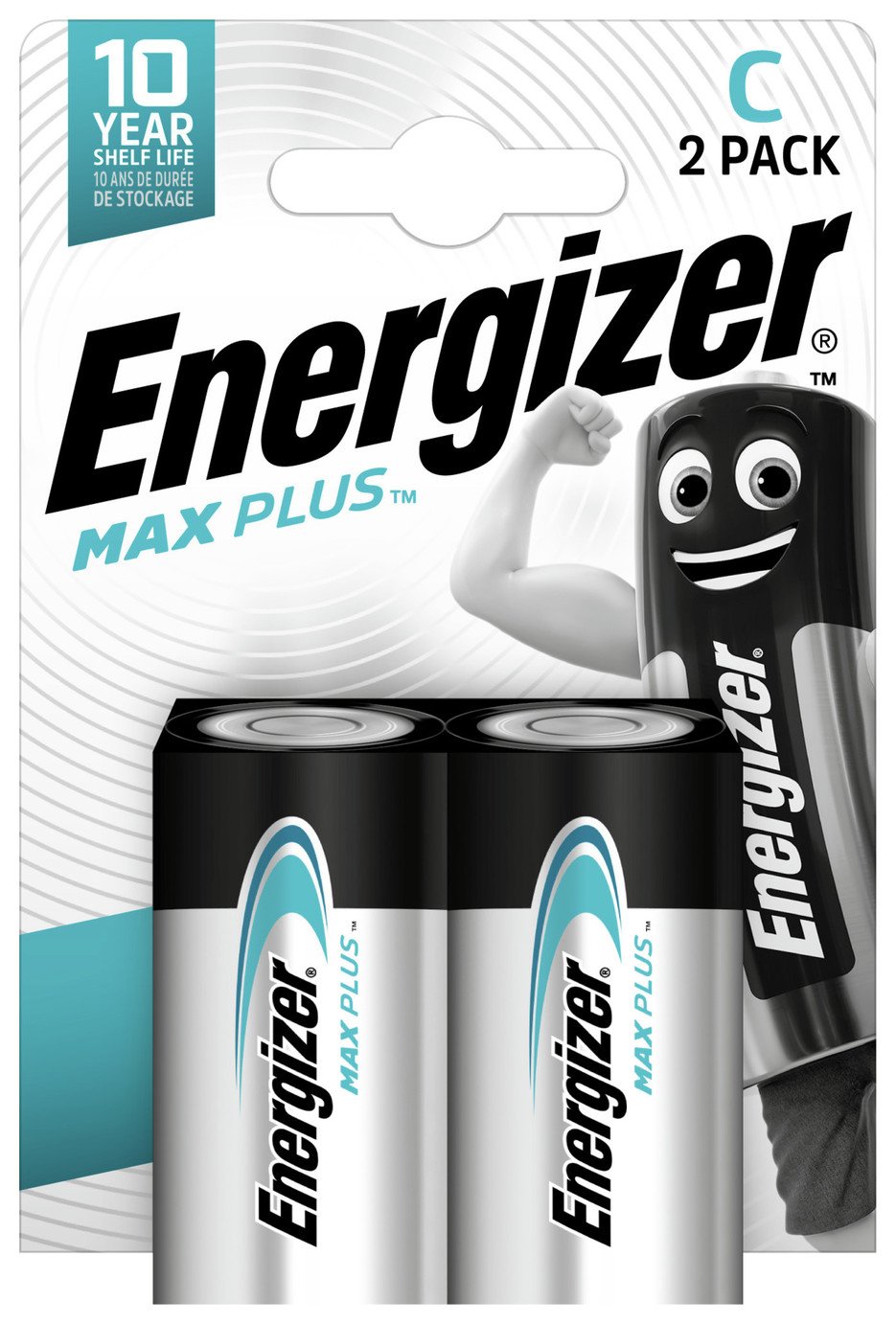Energizer Max Plus C Alkaline Batteries - Pack of 2