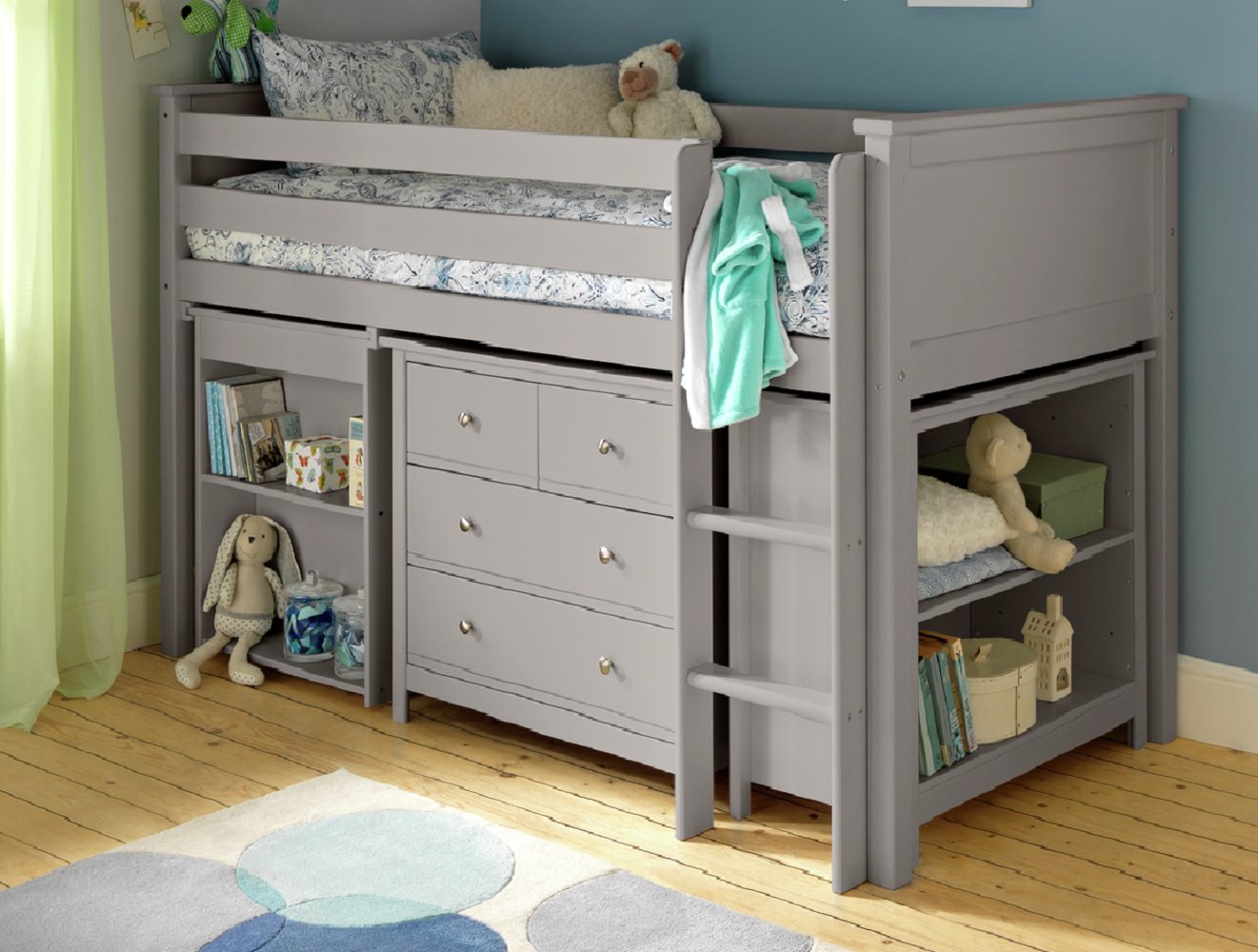 childrens mid sleeper beds with storage