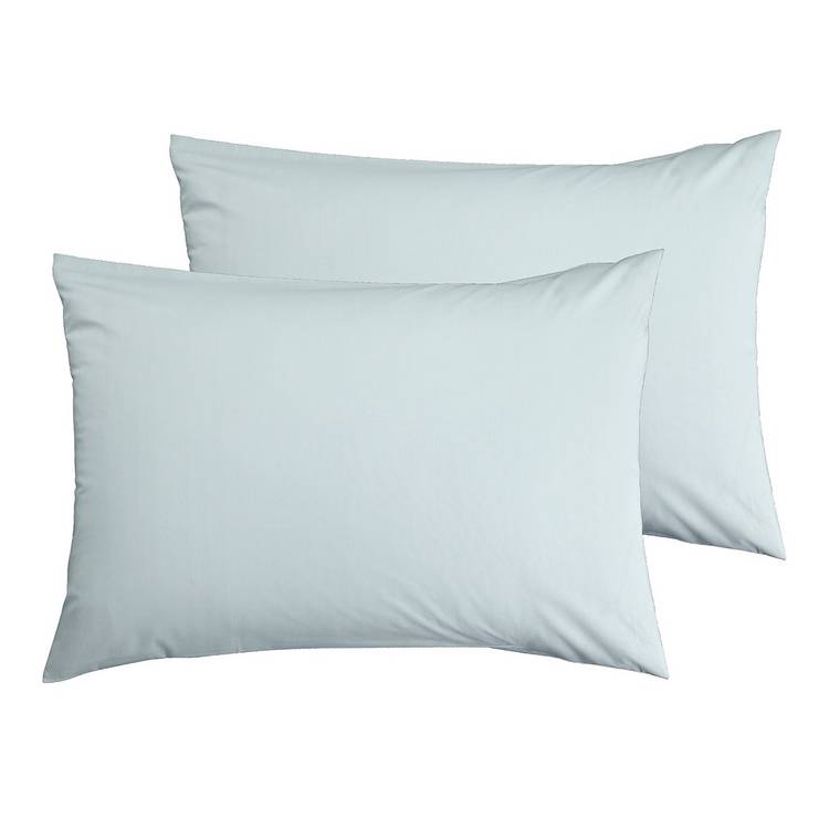 Habitat Cotton Rich 180 TC Standard Pillowcase Pair-Duck Egg 0