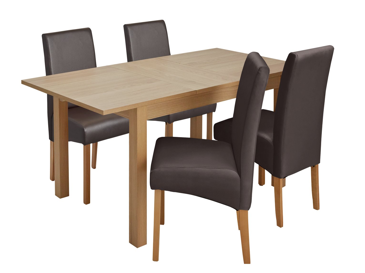 Argos Home Clifton Oak Extending Table & 4 Chocolate Chairs