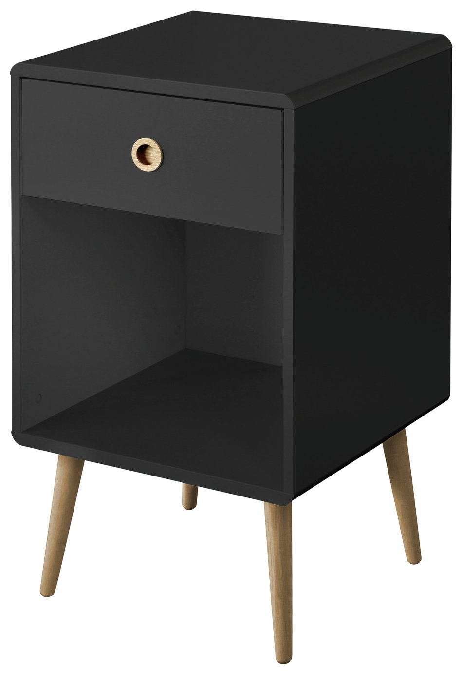 Softline 1 Drawer Bedside Table - Black