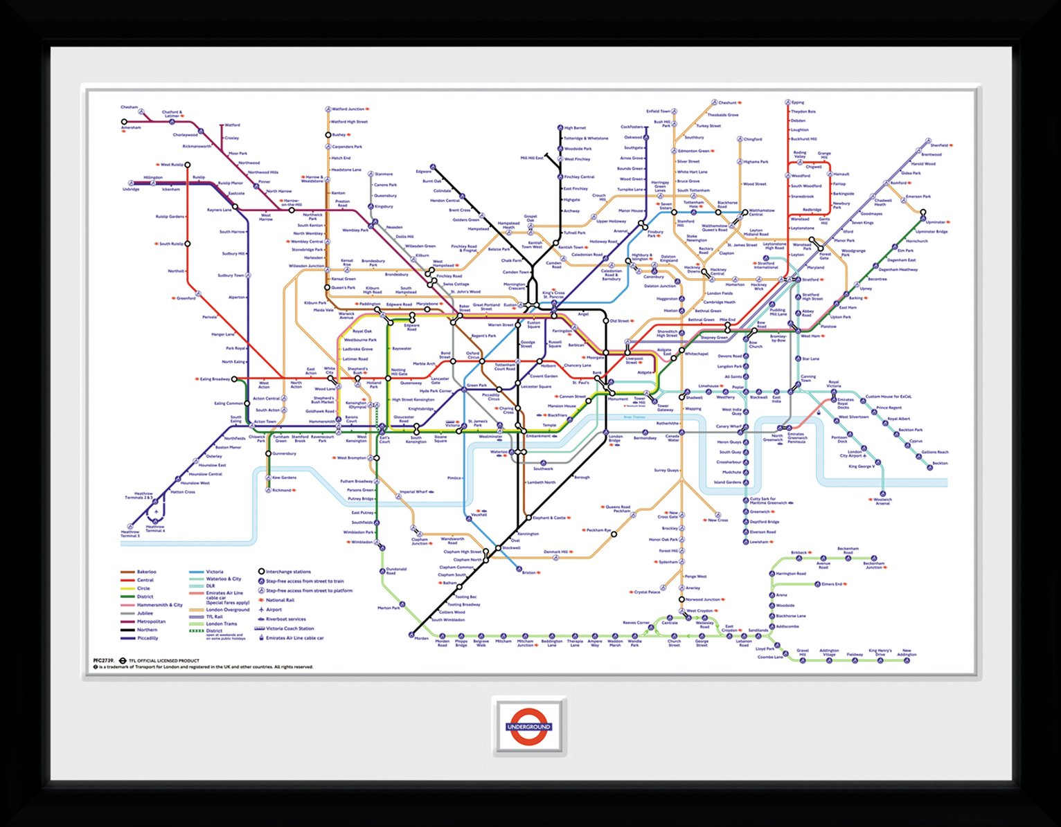 TFL Map 30x40cm Framed Print review