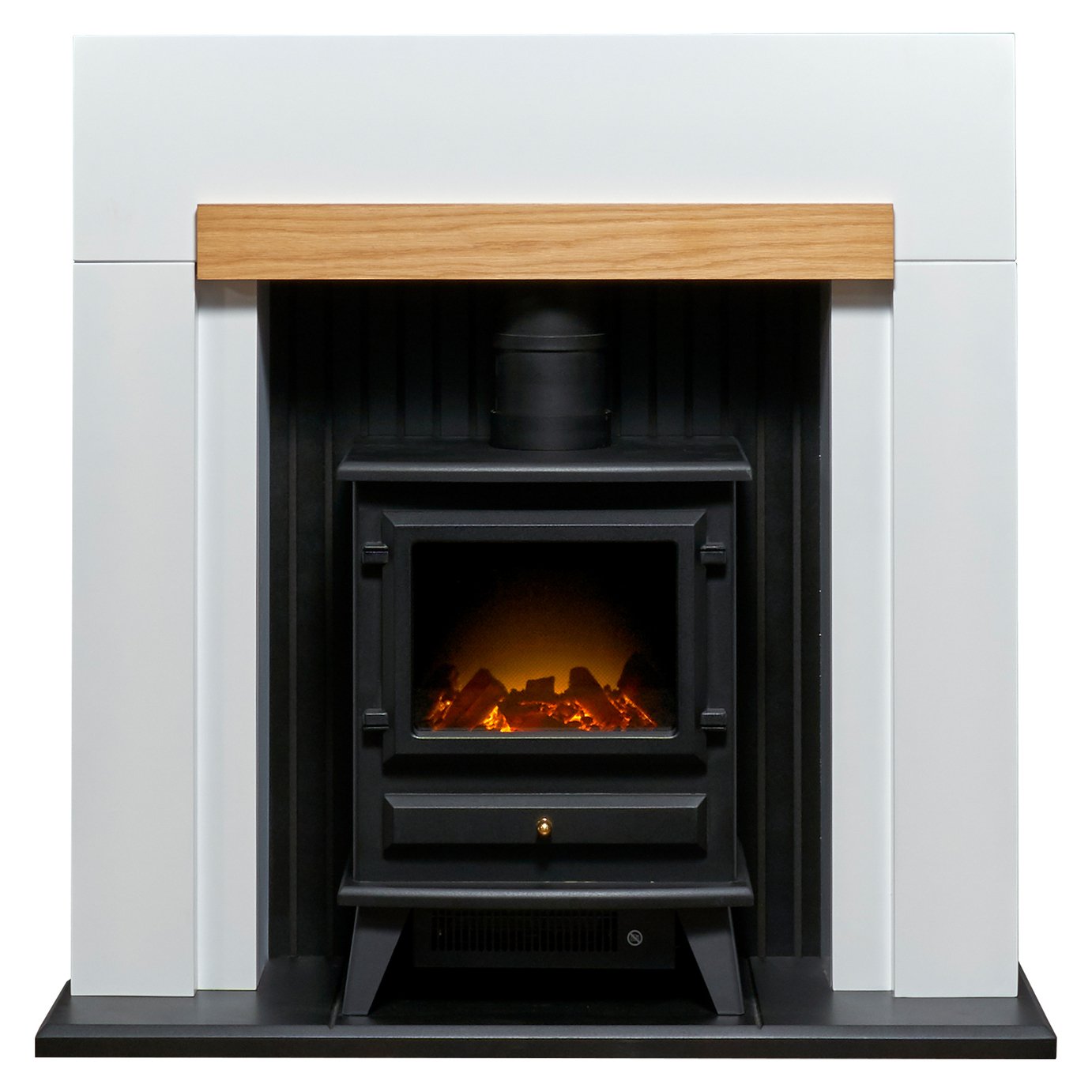 Adam Salzburg 1.8kW Electric Stove Fire Suite - White & Oak