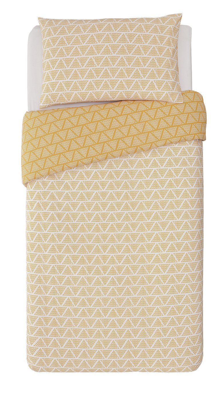 Argos Home Mustard Zig Zag and Dot Bedding Set - Single