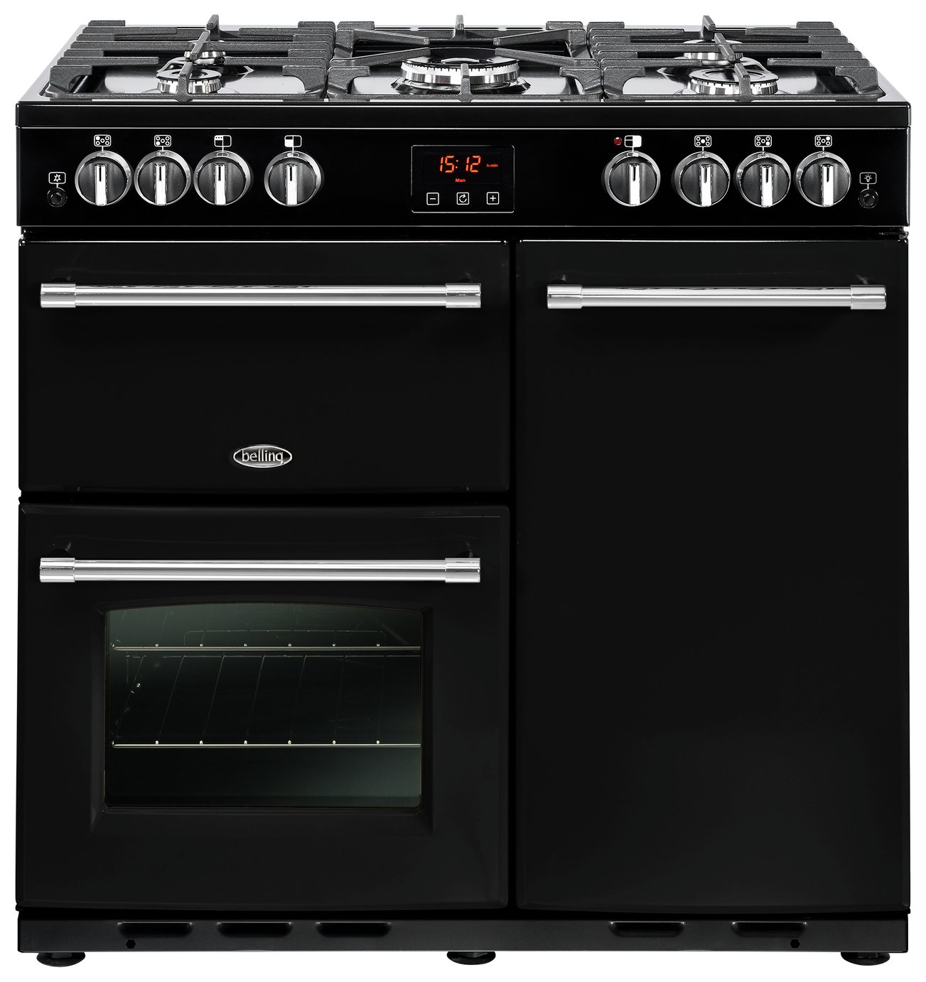 Belling Farmhouse 90G Dual Fuel Range Cooker - Black